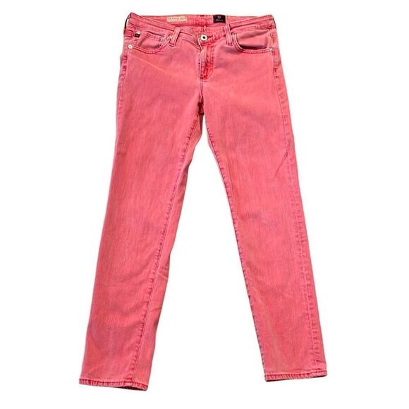 AG Adriano Goldshmied The Stevie red slim straight ankle jeans 28 - Picture 2 of 12